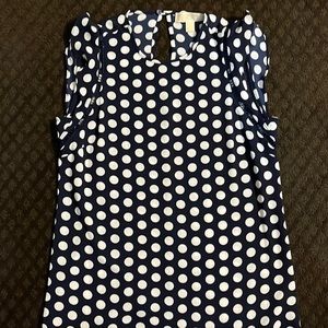 Michael Kors Women’s Navy Blue with White Polka Dots Blouse Size Small
